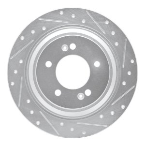 Hyundai Kona Brake Rotor (1) - Rear Right - R1 Concepts - Drilled & Slotted - Silver - `17-`23